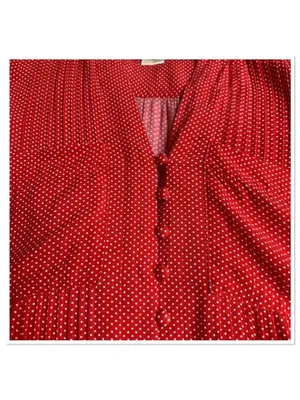 Anthropologie Maeve Matilda Polka Dot Blouse Button‎ Front Red White Size S thumbnail 4