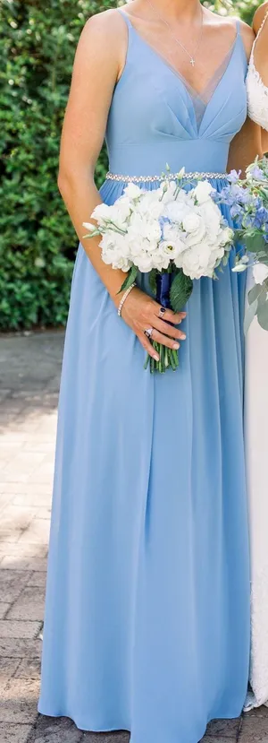 Azazie Steel Blue Bridesmaid Dress thumbnail 1