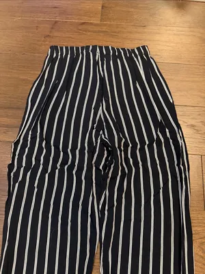 Brandy Melville Pants Black White Striped Wide Leg Elastic Waistband - C31-047 thumbnail 8