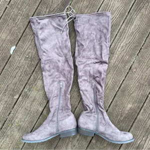 Nine West Taupe Faux Suede Over the Knee Boots 8 thumbnail 2
