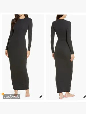 Skims Fits Everybody Long Sleeve Crewneck Dress Black thumbnail 2