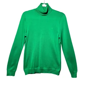 Lauren Ralph Lauren Green Cotton Turtleneck Sweater Womens Size‎ Medium LRL Logo thumbnail 1