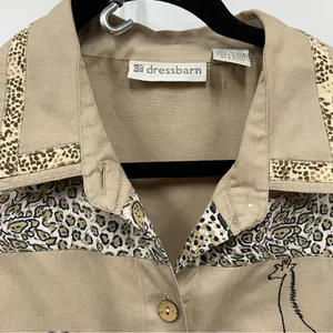 Dressbarn xl safari Animal Print ButtonUp embroidered beaded top jacket cardigan thumbnail 9