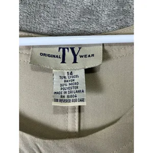 Vintage Tan Sleeveless‎ Dress Minimalist Grandma Cottagecore Lagenlook 14 New thumbnail 5