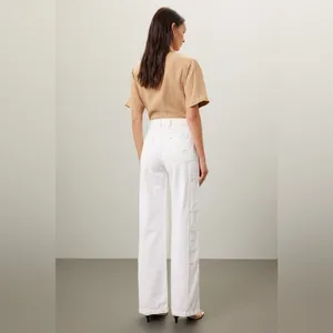 RTR HUDSON High-Rise Welt Pocket Cargo Wide Leg Jean White/Cream Women’s Size 25 thumbnail 3
