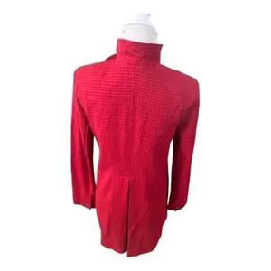 Cabi Celebration Women Jacket Coat Size S Red Houndstooth Ruffle Button Front thumbnail 4