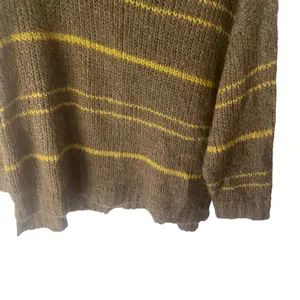 Aerie Womens Size Large Wool Mohair Blend Chunky Soft Knit Brown Striped Sweater thumbnail 3