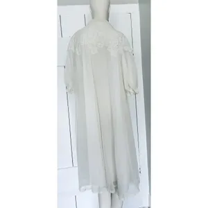 Vintage Gotham Gold Stripes‎ Ivory Lace Lingerie Robe Chiffon Puffy Sleeves thumbnail 3