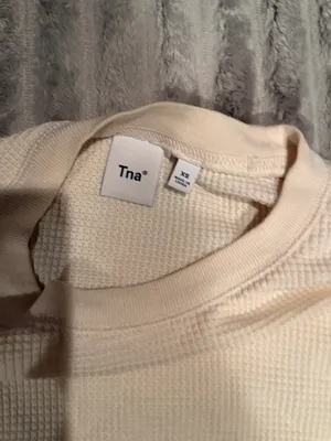 TNA Cream Cropped Waffle Knit Long‎ Sleeve Top thumbnail 3