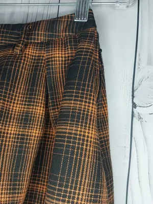 Hot Topic Pleated Orange and Black Plaid Skater Grunge Punk Mini Skirt thumbnail 2