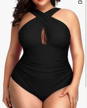 One Piece Daci Womens Front Cross Plus Size Swimsuits Tummy Control Keyhole thumbnail 1