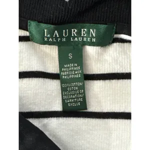 LAUREN RALPH LAUREN Women Striped Button Neck Polo Shirt SMALL Preppy‎ Nautical thumbnail 6