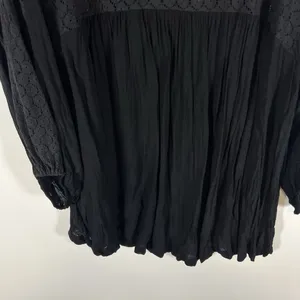 Free‎ People Women Moon River Peasant Crochet Top Size M Festival Boho Black thumbnail 8