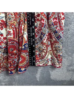 Bohemian Paisley Print Maxi Skirt With Ruffle Hem Elastic Waist Large 100% Polye thumbnail 4