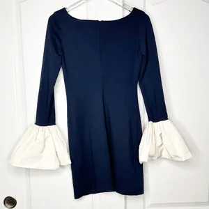NWOT STAUD Hawthorne Dress in Navy Ivory Size Small thumbnail 7