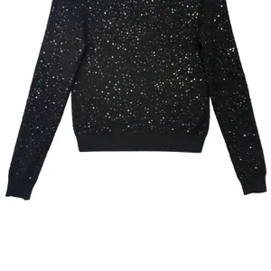 Alice + Olivia‎ Black Sequin Embellished Merino Wool Knit Sweater Party Small thumbnail 5