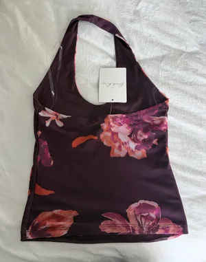 Pink Rose Floral halter neck top thumbnail 2