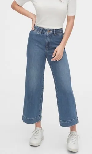 GAP Wide Leg High Rise Women's Cop Jeans Size 8 Medium Blue thumbnail 1