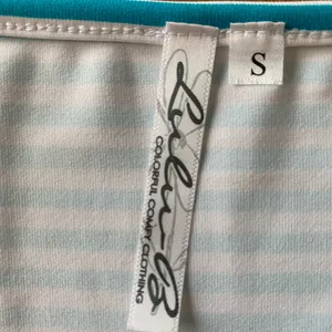 Lulu B Small Aqua Stripe UPF Top Lace Sleeve Coastal Beach Resort Cruise thumbnail 14