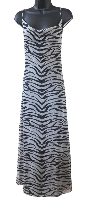NWT‎ Zara Zebra Print Midi Dress Sz S Cowl Neck thumbnail 1