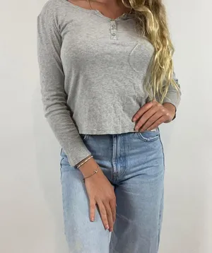 Massimo Dutti Long Sleeve Cool Distressed Look Basic thumbnail 1