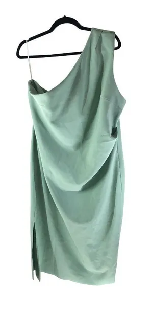 Petal & Pup Dress One Shoulder Pleated Side Slit Mint Green 16 thumbnail 1