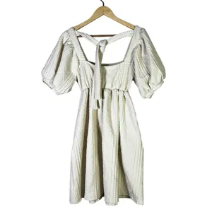 Listicle Cable Knit Diamond Puff Sleeve Babydoll Dress Cream Romantic Size S thumbnail 5