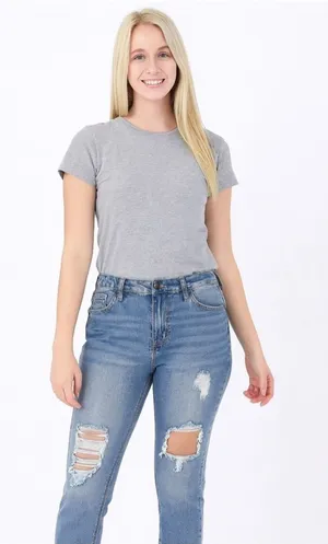 Ripped Light Blue Boyfriend Jeans - Casual Relaxed Fit thumbnail 1