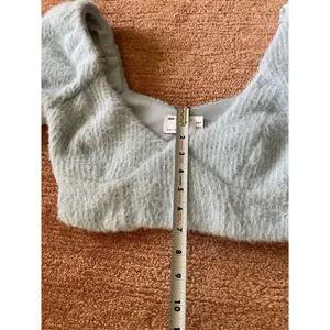 ASOS DESIGN fuzzy knit crop top long sleeve sweetheart neckline size 6 US thumbnail 7