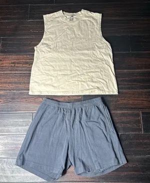 Tank top and shorts set cotton Los Angeles apparel basic casual beach summer thumbnail 1