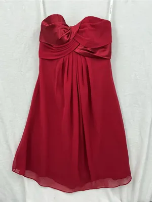 David's Bridal Strapless Twist-Front Red Cocktail Dress 1157 thumbnail 1