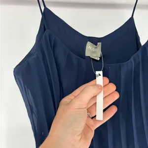 NWT Asos Lined Pleated Chiffon Dress, Navy Blue thumbnail 5