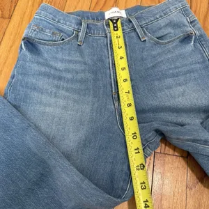 Frame Ali Wide Leg Crop Exposed Button Fly Jean‎ in Yorkshire Blue Size 26 thumbnail 6