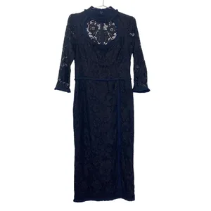 Alexis‎ Fiorenza Guipure Lace Navy Black Mock Neck Midi Length Dress thumbnail 3