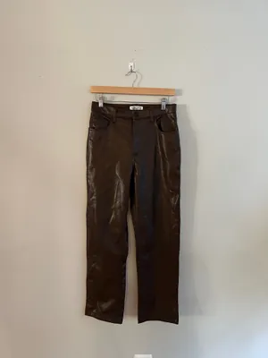 Abercrombie & Fitch The 90s Straight Ultra High Rise Brown Leather thumbnail 5