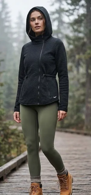 Hollister Quilted Black Hooded Soft Lightweight Cinch Waist Jacket Size Small thumbnail 1