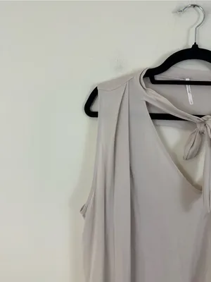 Free People Forget Me Knot Sleeveless Tie-Neck Blouson Top in Light Beige Large thumbnail 3