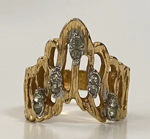 Vintage Tiara Or Crown Shape Ring Gold Plated Size 7 thumbnail 1