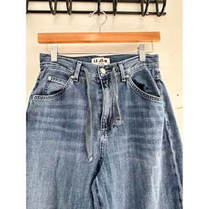 Le Jean Los Angeles Wide Leg Drawstring Jeans Size 25 Made in USA Denim thumbnail 3