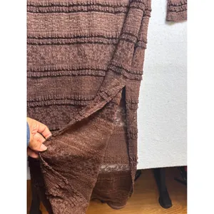 Brown Lace Ruffle Tiered Maxi Dress V-Neck Long Sleeve M thumbnail 5