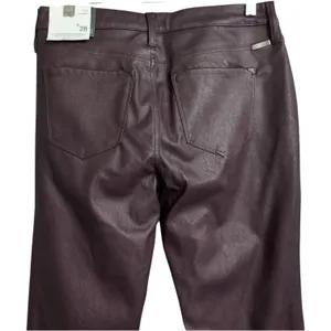NWT KanCan Yoko Mid Rise Faux Leather Bootcut Pants Burgundy Flare Pants 9/28 thumbnail 5