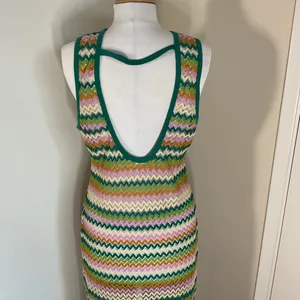 Miken Swim Colorful Knit Chevron Swim Coverup Sleeveless Zig Zag Pattern Size XL thumbnail 7
