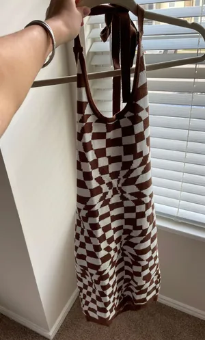 Princess Polly brown and white dress thumbnail 1