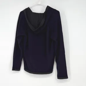 Robert Barakett Men Large Wool‎ Blend Knit Hoodie Sweater Purple Navy Raw Hem thumbnail 2