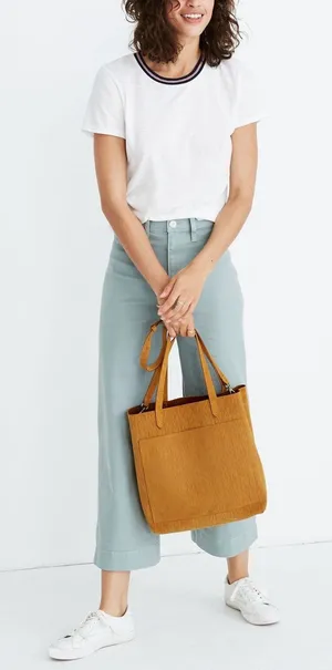 Madewell The Medium‎ Transport Tote Corduroy Suede Edition Crossbody Strap Gold thumbnail 1