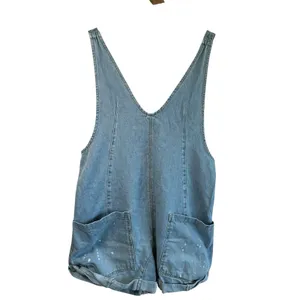 We The Free People High Roller Shortall Denim Overall M Bright Eyes Baggy 90s thumbnail 2