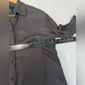 Zara Button Down Shirt Long Sleeve‎ Collared Blouse Top Gray Size M thumbnail 7