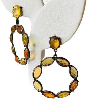 Multicolor Gemstone Round Drop Dangle Earrings thumbnail 4
