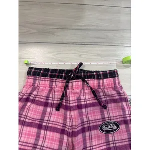 Von Dutch Originals Womens Pink Plaid Flannel Pajama Set Crop Tank Shorts S NEW thumbnail 3