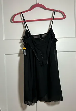 Small sheer cami babydoll teddy top + bikini set Black thumbnail 7